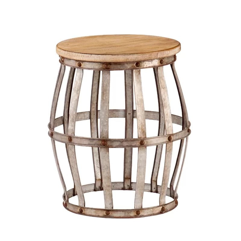 Fayean 17.5'' Tall Solid Wood Drum End Table